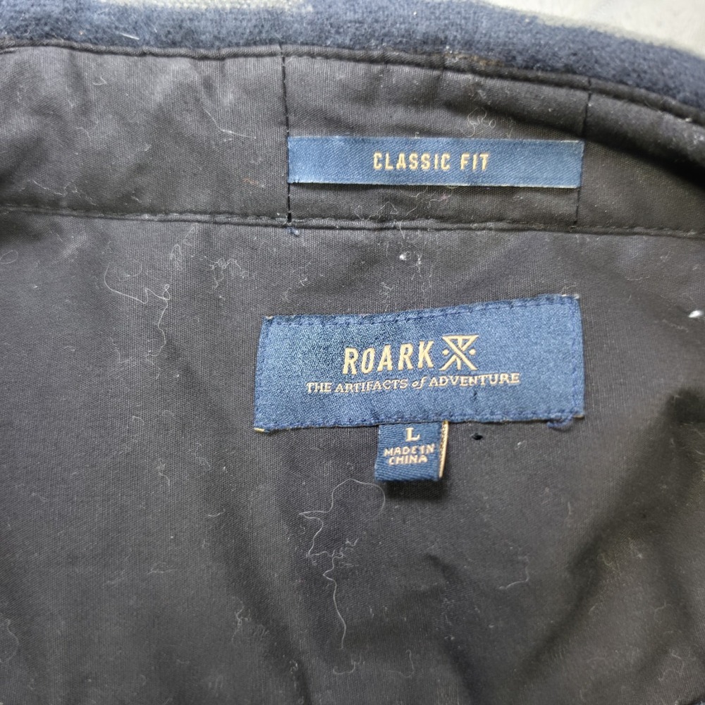 Roark Andes Heavyweight Flannel Shirt Jacket Men's Large Navy Sosho Snaps - Picture 3 of 12